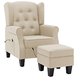 Maison Chic Fauteuil de massage avec repose-pied,Fauteuil luxe de relaxation Crème Tissu -MN52685