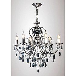 Luminaire Center Suspension Luna 6 Ampoules chrome noir/cristal