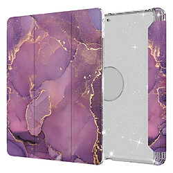 Etui en PU trois volets avec support transparent motif marbré/violet pour votre Apple iPad 10.2 (2020)(2019)