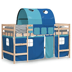 Avis Vidaxl Lit mezzanine enfants avec tunnel bleu 90x200cm bois pin massif