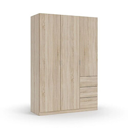 Dansmamaison Armoire 3 portes battantes + 3 tiroirs Chêne - WAO