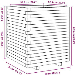 vidaXL Jardinière cire marron 60x60x72,5 cm bois de pin massif pas cher