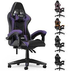 RATTANTREE Chaise de Gaming, fauteuil gaming, avec Lombaire&Appui-Tête Appui, chaise gamer, Ergonomique PU Cuir Chaise Bureau, fauteuil gamer, chaise bureau gaming, Dossier Inclinable à 155, Noir Violet