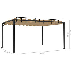 vidaXL Tonnelle avec toit à persienne 3x4 m Taupe Tissu et aluminium pas cher