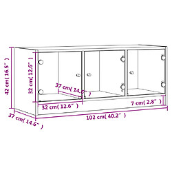 vidaXL Meuble TV avec portes en verre noir 102x37x42 cm pas cher