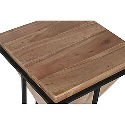 Avis Pegane Table d'appoint en bois d'acacia coloris naturel et métal noir - longueur 41 x profondeur 41 x Hauteur 67 cm