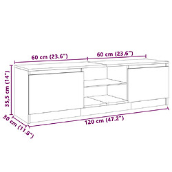 vidaXL Meuble TV avec lumières LED blanc brillant 120x30x35,5 cm pas cher