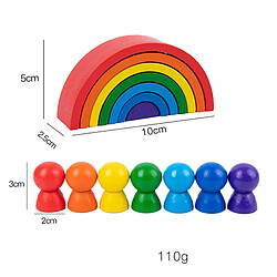 1 Ensemble D'empileur De Construction D'arc En Bois Arc-en-ciel Bloque Le Paquet De Jouets De Développement 2