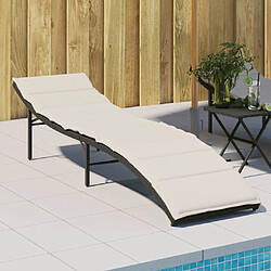 vidaXL Chaise longue avec coussin noir 55x199x50 cm résine tressée