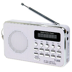 Universal Vente chaude T205 FM Radio Portable HiFi Haut-parleur Multimédia Numérique MP3 Musique Haut-parleur Blanc Camping Outdoor Sports | Radio(blanche)