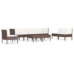 Maison Chic Salon de jardin 9 pcs + coussins - Mobilier/Meubles de jardin - Table et chaises d'extérieur Résine tressée Marron -MN21003