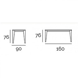 Avis Inside 75 Table repas GEO 6 couverts 160 x 90 x 76 cm pieds blancs plateau céramique gris