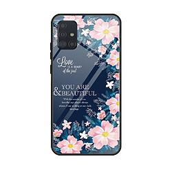 Coque en TPU verre de surface d'impression fleurs roses pour votre Samsung Galaxy A51