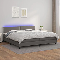 Sommier à lattes et LED,Cadre à lattes de lit avec matelas pour Adulte Gris 200x200 cm -MN91531