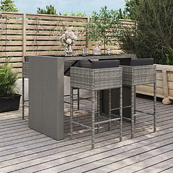 Maison Chic Ensemble de bar de jardin 5 pcs et coussins,Table + chaises + coussins d'extérieur gris poly rotin -GKD156585