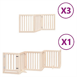 vidaXL Barrière pour chien porte pliable 15 panneaux bois de peuplier