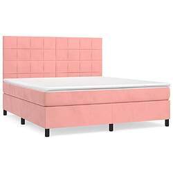 Maison Chic Lit Adulte - Lit simple Lit à sommier tapissier avec matelas moelleux - Meuble de Chambre - Rose 160x200 cm Velours -MN53996