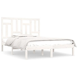 Maison Chic Lit adulte - Lit simple Cadre de lit,Structure du lit Contemporain Blanc Bois de pin massif 140x200 cm -MN89572