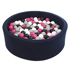 Velinda Piscine à balles Aire de jeu + 200 balles bleu marine noir, blanc, rose,gris