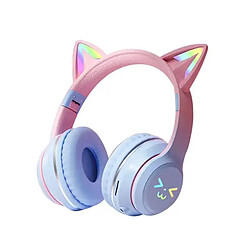 Yonis Casque Audio LED Oreilles De Chat Vert Bluetooth