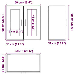 vidaXL Armoire murale de cuisine et porte en verre Porto chêne marron pas cher