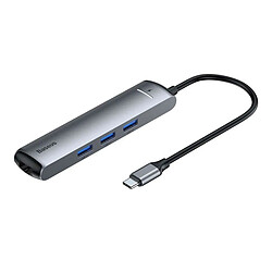 Hub USB Baseus Tipo-C a USB 3.0/ HDMI/ RJ-45 Gris