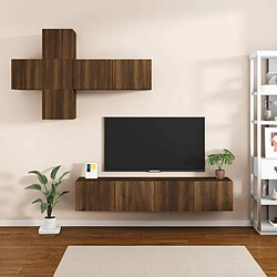 Maison Chic Ensemble de meubles TV 7 pcs | Banc TV Moderne pour salon | Meuble de Rangement - Chêne marron Bois d'ingénierie -MN34086