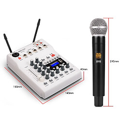 Universal Mixeur de console DJ portable avec microphone sans fil UHF à 2 canaux pour enregistrer des webcasts en direct sur PC à domicile