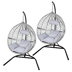 Monstershop Chaise Suspendue en Rotin Gris x2