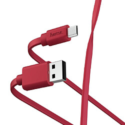 HAMA Câble de charge/données "Flat", USB-A - micro-USB, 1 m, rouge