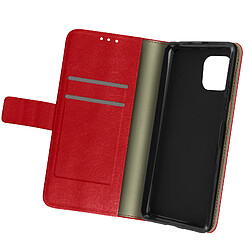 Avizar Housse Samsung Galaxy A22 5G Aspect Grainé Clapet Portefeuille Stand Vidéo rouge