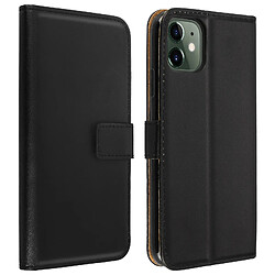 Avizar Housse iPhone 11 Cuir Véritable Porte cartes Fonction Support Antichoc Noir