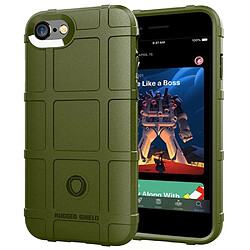 Coque en TPU peau carrée robuste anti-choc vert armé pour votre Apple iPhone SE (2nd Generation)/8/7 4.7 pouces