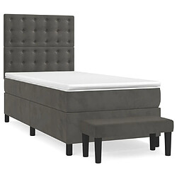 Maison Chic Lit adulte- Lit + matelas,Sommier à lattes de lit et matelas Gris foncé 90x200 cm Velours -GKD38316