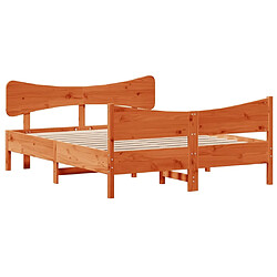 Vidaxl Cadre de lit avec tête de lit cire marron 140x190cm bois de pin