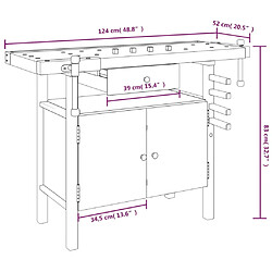 vidaXL Établi avec tiroir et étaux 124x52x83 cm Bois massif d'acacia pas cher