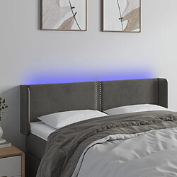 Maison Chic Tête de lit scandinave à LED,meuble de chambre Gris foncé 147x16x78/88 cm Velours -MN57449