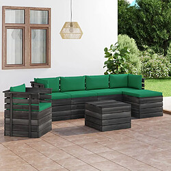 vidaXL Salon palette de jardin 7 pcs avec coussins Bois de pin massif