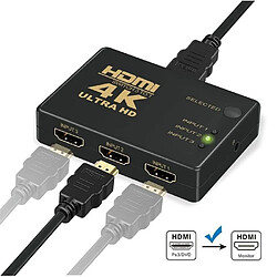 Ototon® Switch HDMI Commutateur HDMI 3 vers 1 Sélecteur HDMI 4K/1080p 3D Adaptateur HDMI Splitter avec Télécommande pour Xbox/PS3