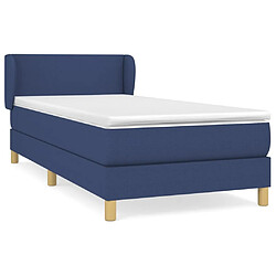 Maison Chic Lit adulte- Lit + matelas,Sommier à lattes de lit avec matelas Bleu 90x190 cm Tissu -GKD62089