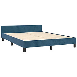 Maison Chic Lit adulte - Cadre Structure de lit avec tête de lit Contemporain Bleu foncé 140x190 cm Velours -MN85982 pas cher