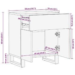 vidaXL Table de chevet noir 50x33x60 cm bois de manguier massif pas cher