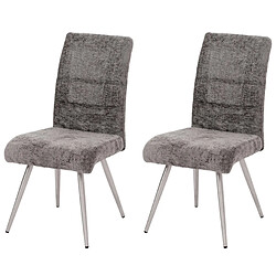 Decoshop26 Lot de 2 chaises de salle à manger en inox brossé tissu chenille gris foncé 04_0007403