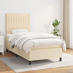 Maison Chic Structures de lit + matelas,Lit à sommier tapissier et matelas pour Chambre Crème 90x190 cm Tissu -MN54777