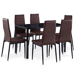 vidaXL Ensemble à dîner 7 pcs Marron