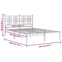 Vidaxl Cadre de lit métal avec tête de lit blanc 135x190 cm pas cher