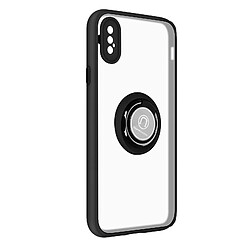 Avizar Coque iPhone XS Bi-matière Bague Métallique Support noir