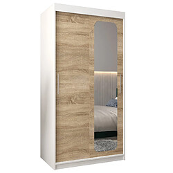 Abiks Meble Armoire PROMO T2 À Portes Coulissantes 200/100/62 2 Portes (Blanc/Sonoma)