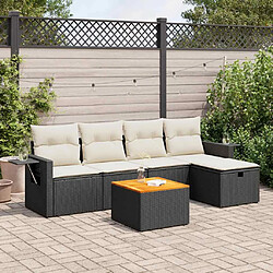 vidaXL Salon de jardin 6 pcs avec coussins noir résine tressée