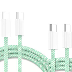 Cables X2 Type-C / Type-C Charge Rapide 3A Nylon Renforce Vert 1M Pour Smartphone Xiaomi / Oppo / Vivo / Realme / Pixel Little Boutik®